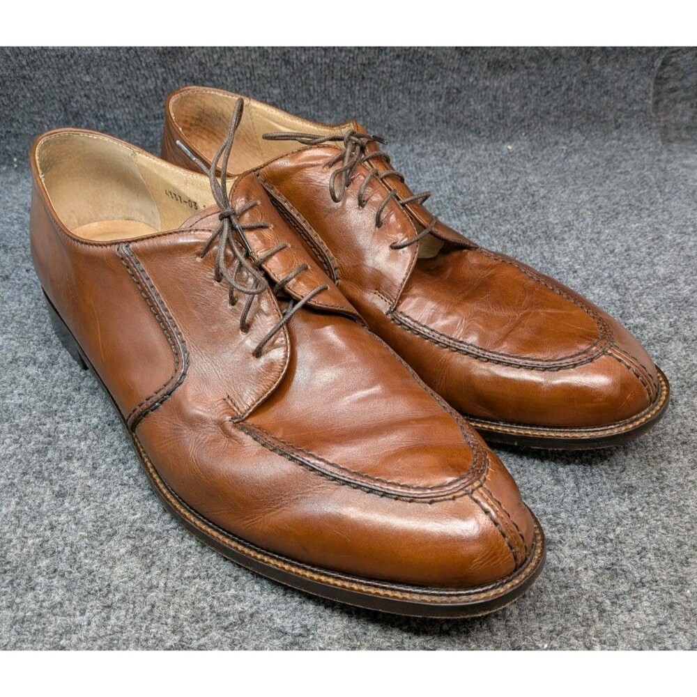 Pronto Uomo Firenze Brown Leather Oxford Men's Shoes Size 15 M Made In Italy